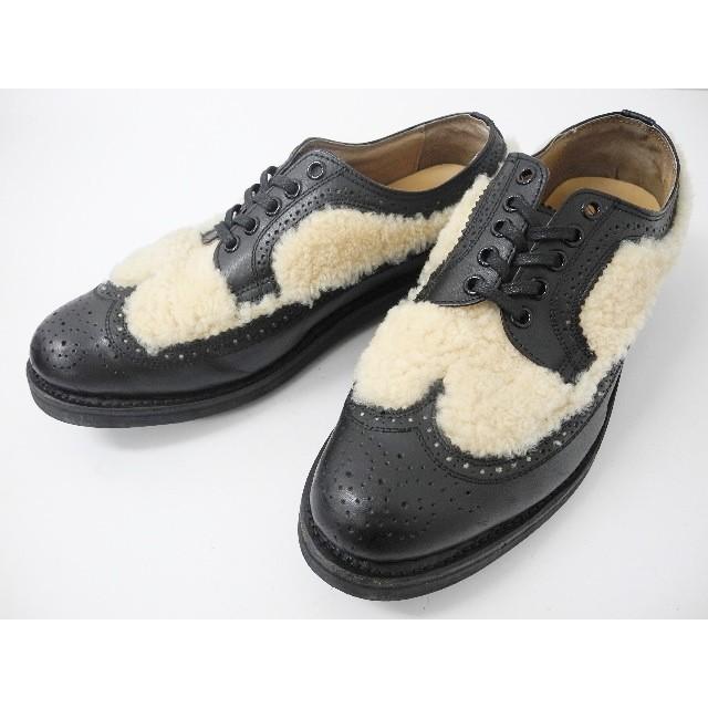 超安い品質 メンズ靴 Mythography Size 42 中古 ブラック 黒 レザーシューズ ムートンロングウイングチップ Myth0 シューズ Dagl Tg