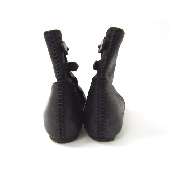 THE VIRIDI-ANNE ブラックレザーコンフォートサンダルモンクシューズ