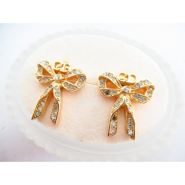 Dior ディオール ヴィンテージ リボン イヤリング ▽AC18604 : n-151  