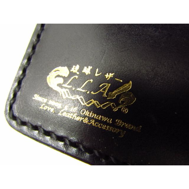 琉球レザーL.L.A 2つ折り長財布 コンチョ ブラック 黒 (小銭入れあり