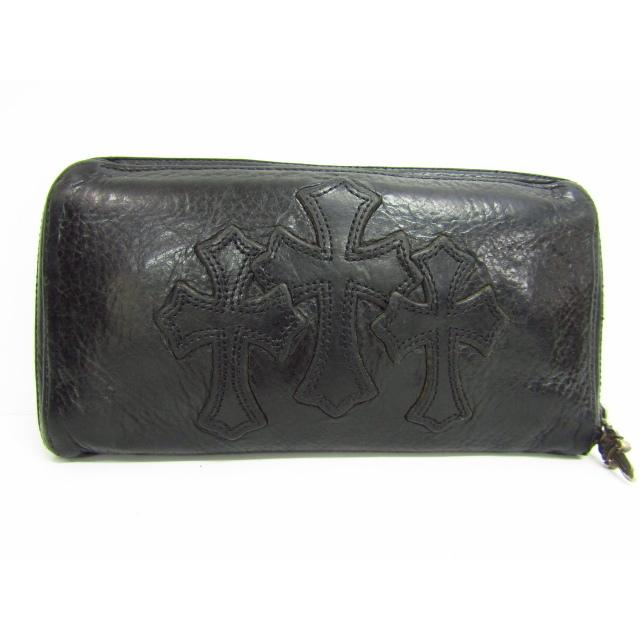 CHROME HEARTS クロムハーツ クロス レザーラウンドファスナー長財布(小銭入れあり)♪AC21855 :N-153-AC21855-07:スリフト 通販 クロスデザイン長財布未使用 訳あり