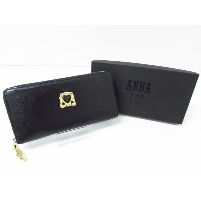 ANNA SUI アナスイ ブラック ラウンドファスナー長財布(小銭入れ