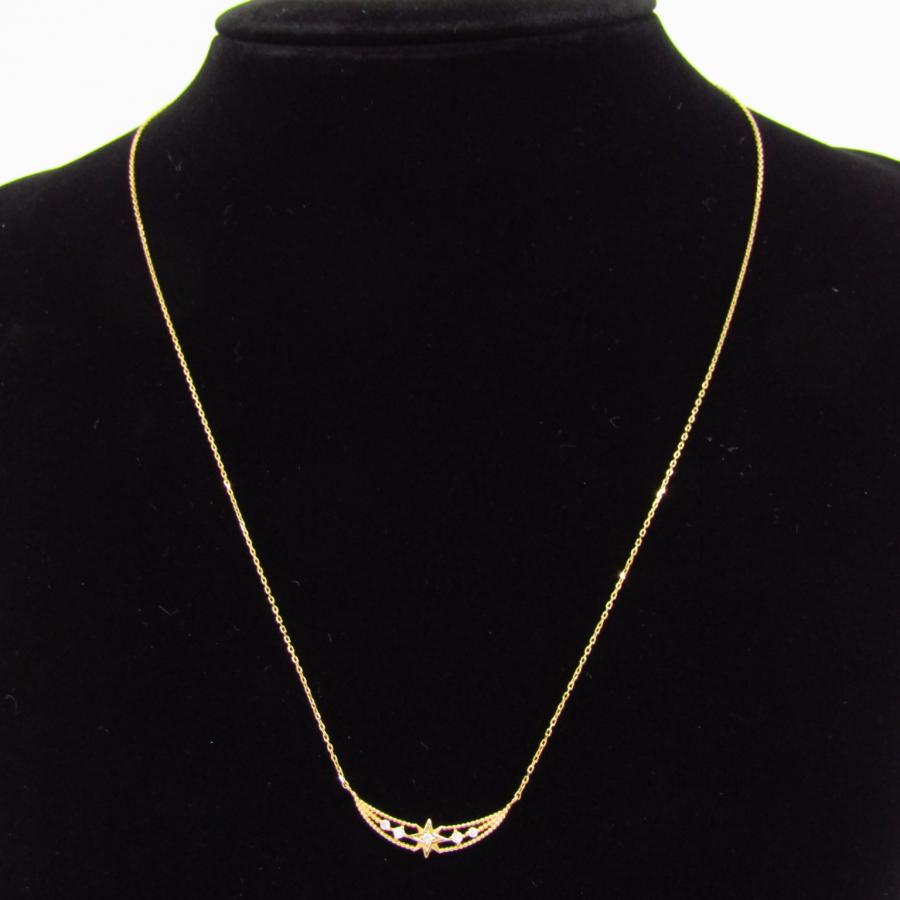 K10 金 ゴールド ネックレス 約1g 約40cm ダイヤモンド：0.04ct