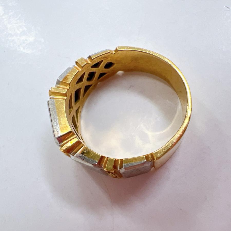 K18 Pt900 金 ゴールド プラチナ コンビ リング 指輪 約23号 約