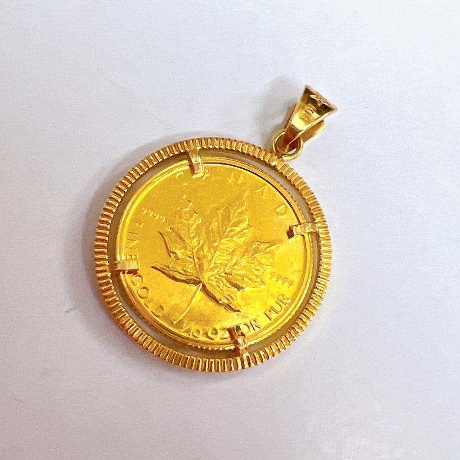 K24 K18 ペンダントトップ メイプルリーフ 金貨 1/10oz コイン K24 K18 ペンダントトップ メイプルリーフ 金貨 1/10oz コイン