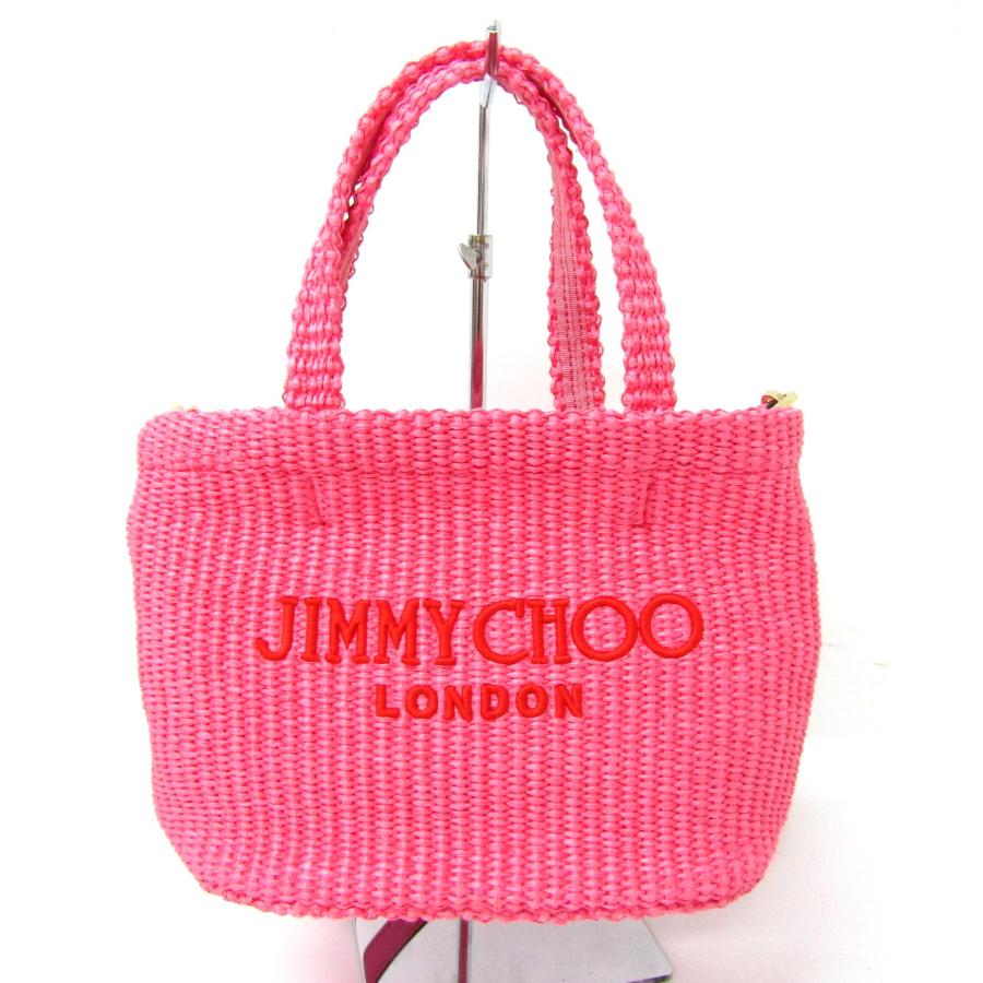 専用品JIMMY CHOO BEACH ピンク ラフィア 2WAYハンドバッグ JIMMY CHOO（ジミーチュウ） ビーチ トートway BAG バッグ ラフィア