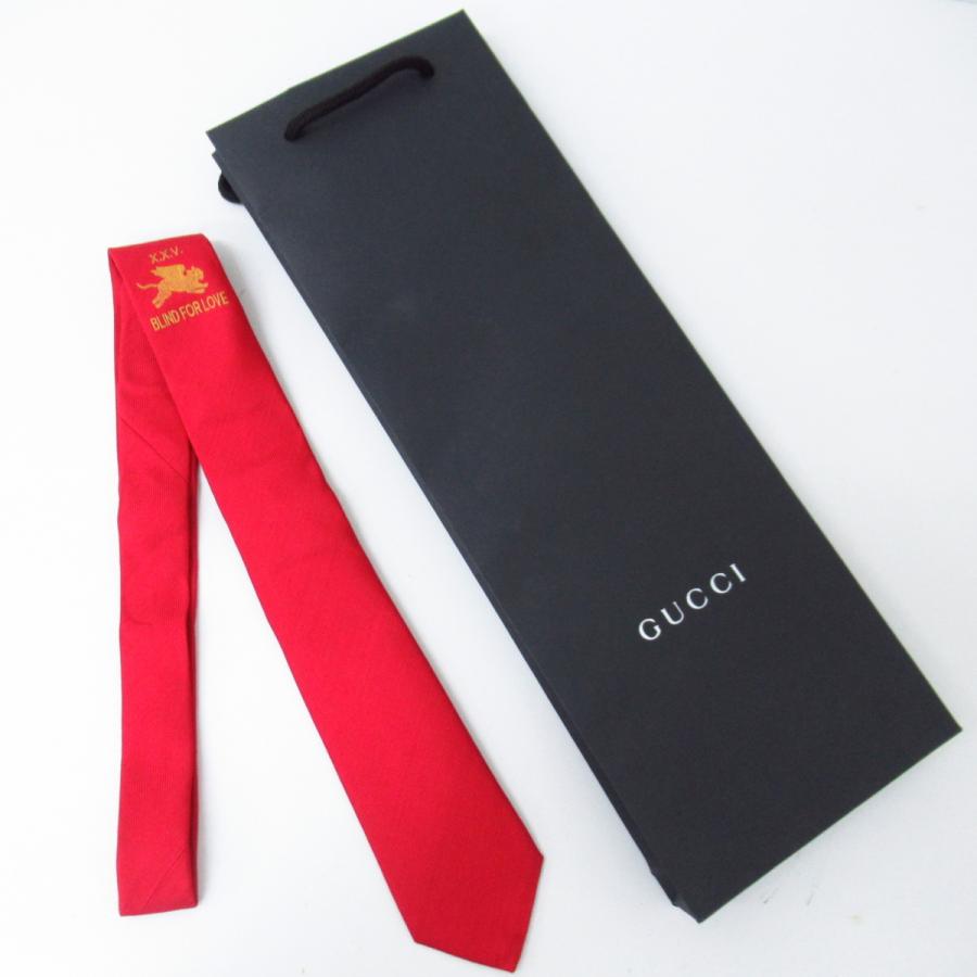 GUCCI グッチ X.X.V. BLIND FOR LOVE ネクタイ レッド ▽SB3972 : n 