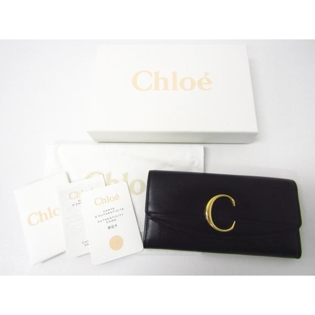 【正規品】Chloe（クロエ）の長財布 黒 Chloe C クロエ クロエC 2つ折り長財布 ブラック (小銭入れあり