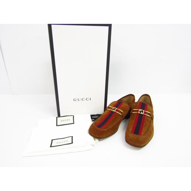 GUCCI グッチ インターロッキング G スエード ローファー SIZE:6 1/2