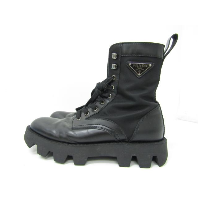 PRADA プラダ 2020SS ロゴプレート レースアップ ブーツ 2UE006 PRADA プラダ 2020SS ロゴプレート レースアップ ブーツ 2UE006