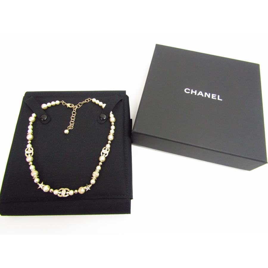 CHANEL シャネル ココマーク スター パール ネックレス 約38 CHANEL シャネル ココマーク スター パール ネックレス 約38