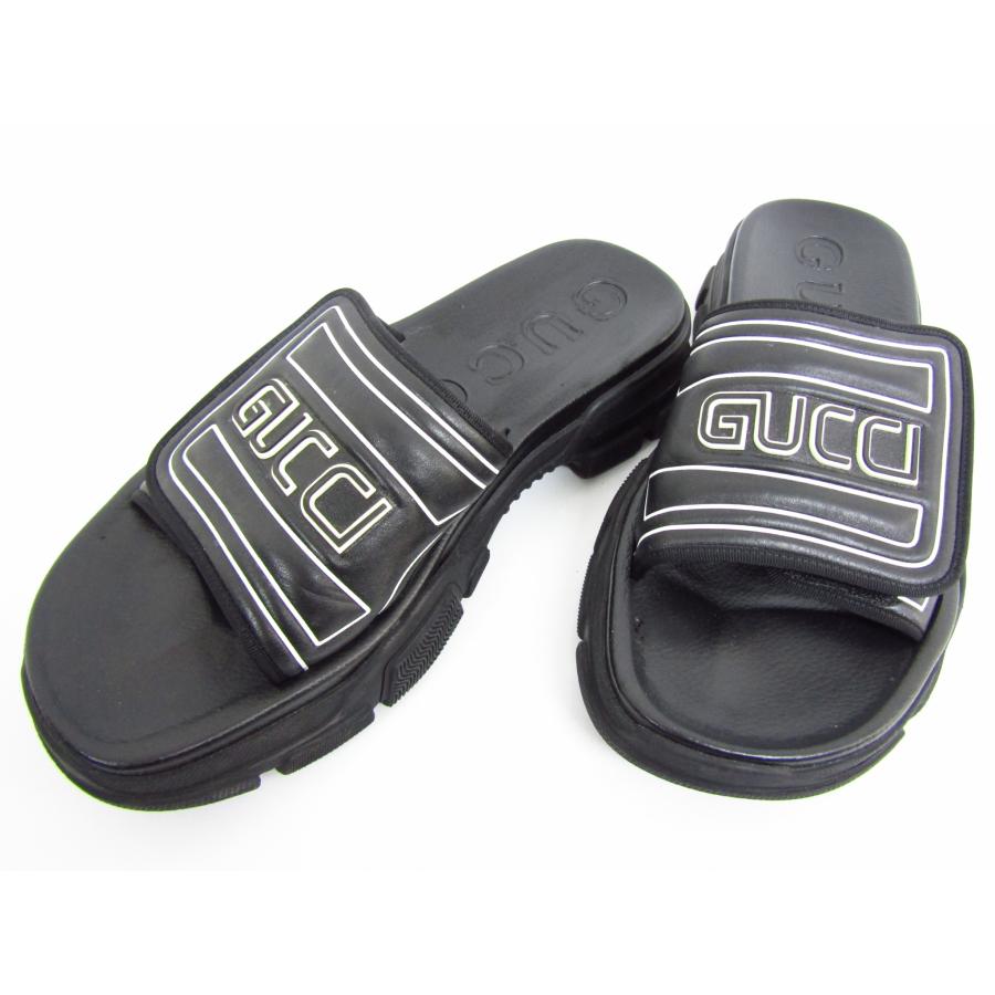 GUCCI グッチ ロゴ シャワー サンダル 574985 ブラック SIZE:10 GUCCI グッチ ロゴ シャワー サンダル 574985 ブラック SIZE:10