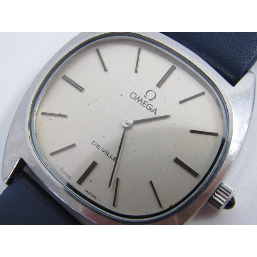 オメガ　de ville ホワイト文字盤 ブラックレザー DE VILLE 腕時計 3針 カレンダー 白文字盤 レザーベルト（2023