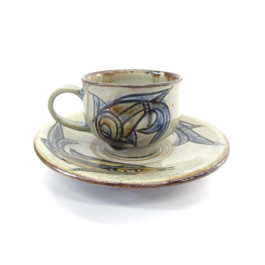 金城一門 壺屋焼 カップソーサーセット やちむん ∠UK1851 : スリフト