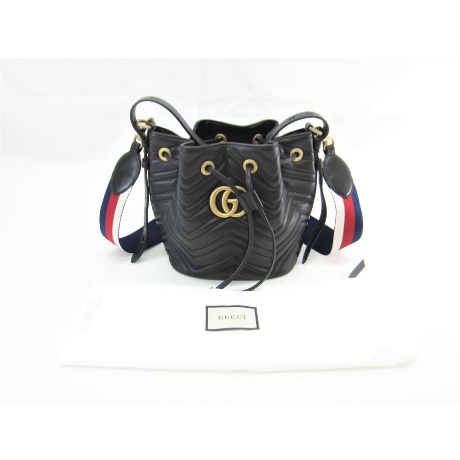 GUCCI グッチ 2way 巾着 ショルダー GGマーモント キルティングレザー  