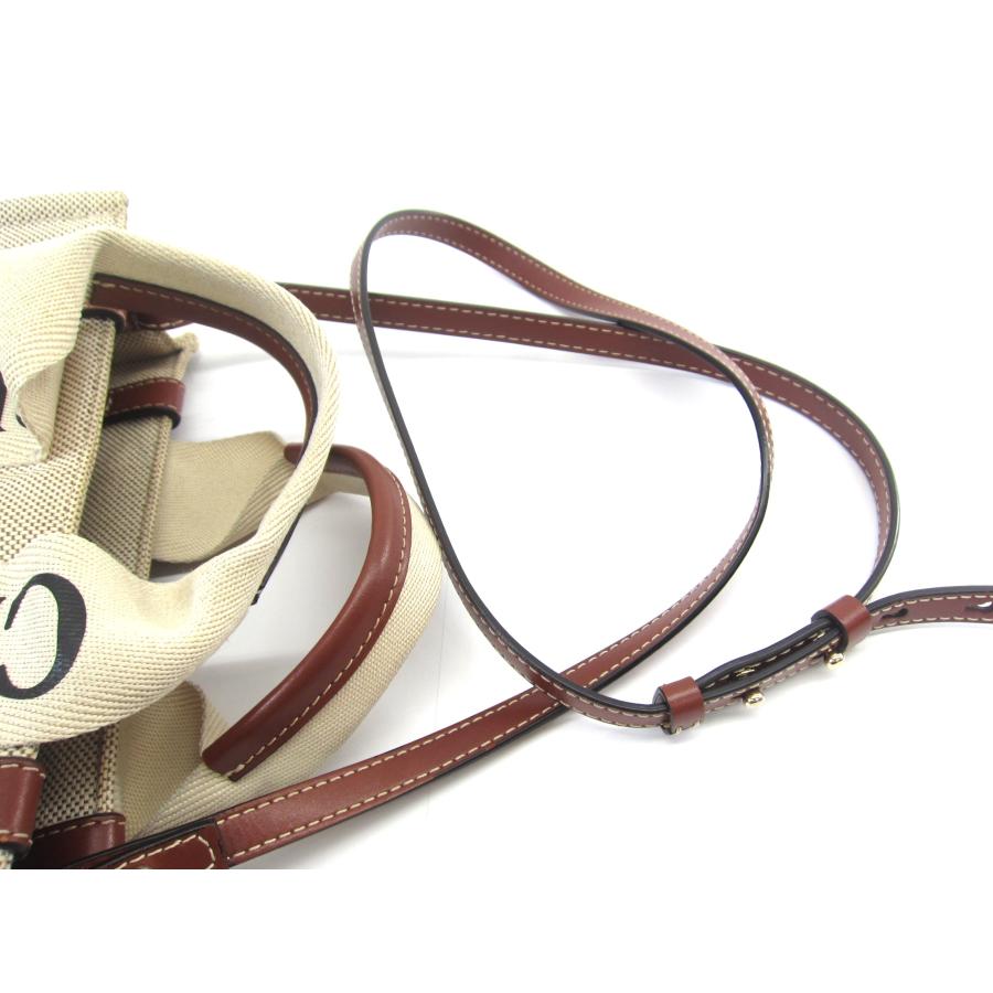 Chloe リネン製WOODYスモールトートバッグ　美品 リネン製Woodyスモールトートバッグ Tan Rose - Chloé