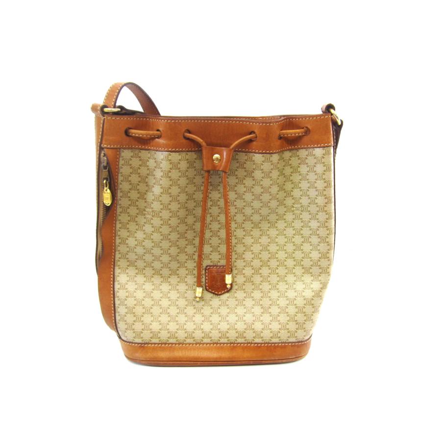 CELINE（セリーヌ） 巾着マカダム柄 DM91 レザー ショルダーバッグ 鞄 