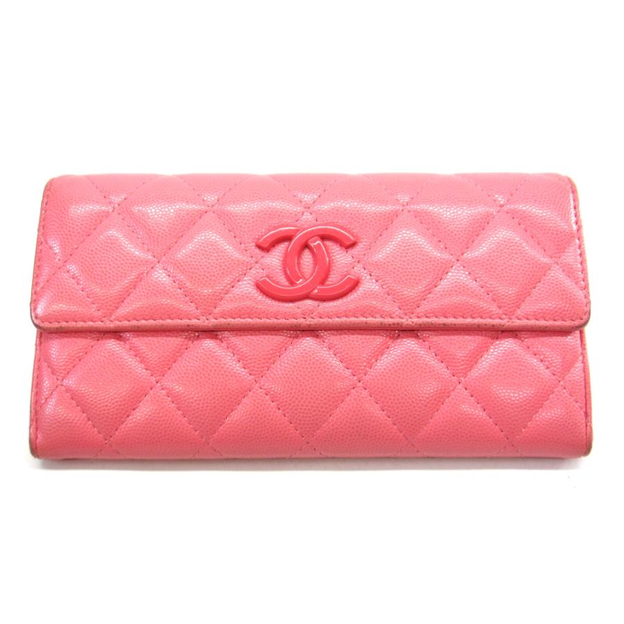CHANEL シャネル ココマーク ロング フラップウォレット ピンク CHANEL シャネル ココマーク ロング フラップウォレット ピンク