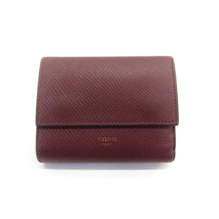 美品★セリーヌ　スモール　トリフォールド　ウォレット　三つ折り財布　レザー CELINE(セリーヌ) スモール トリフォールド 三つ折り財布 黒