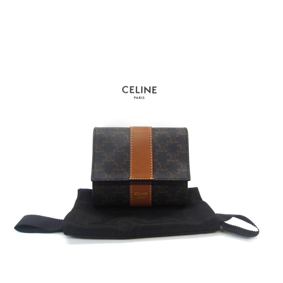 CELINE財布 CELINE【入手困難】テキスタイル☆TRIOMPHE SMALL FLAP WALLET