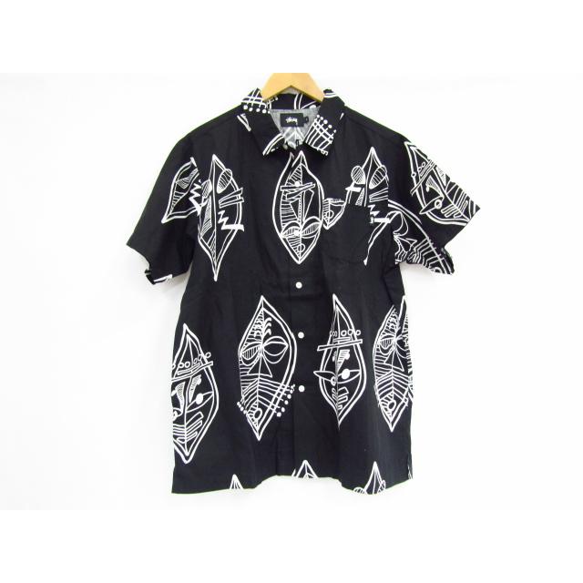 STUSSY ステューシー 総柄マスクデザイン 仮面柄 アロハシャツ 