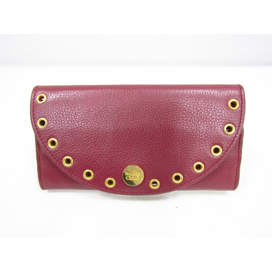 Chloe（クロエ） スタッズ ロングウォレット 長財布 赤紫 パープル 