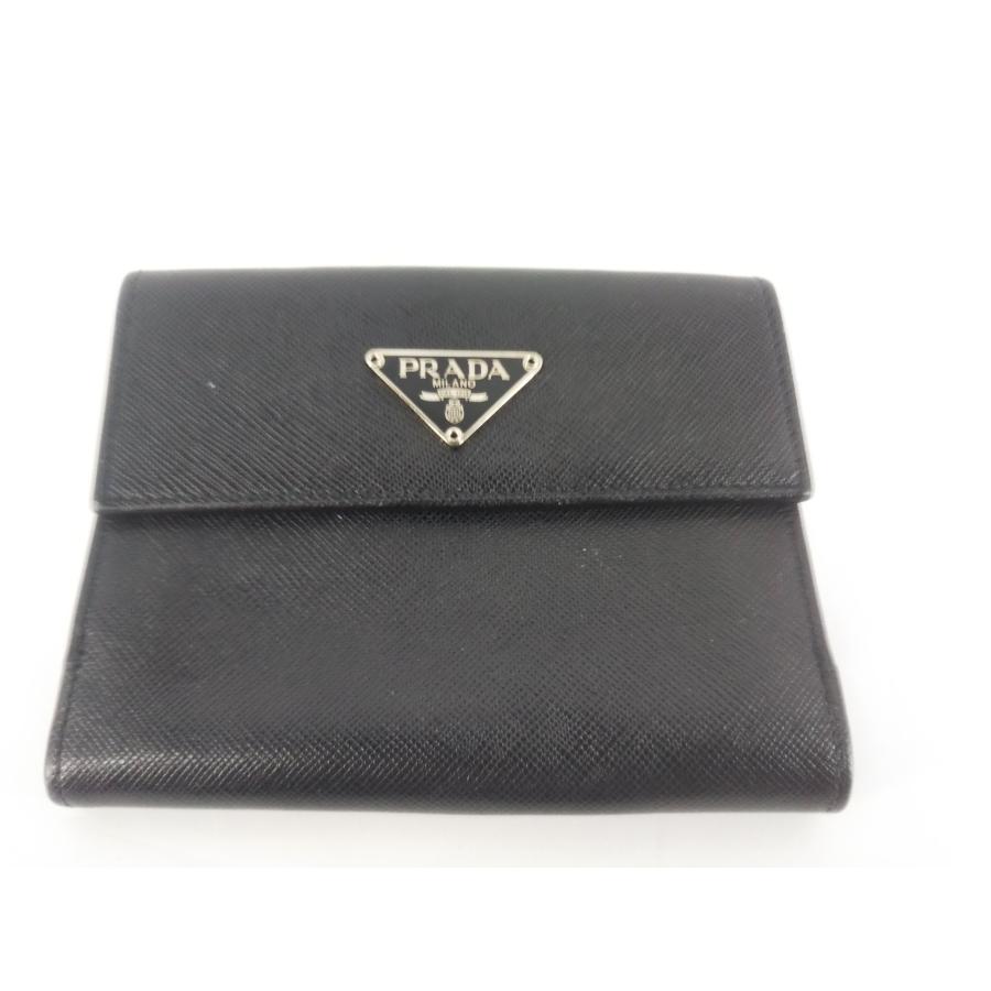 PRADA サフィアーノレザー 二つ折り財布 ネロ 極美品 PRADA サフィアーノ NERO 二つ折り財布