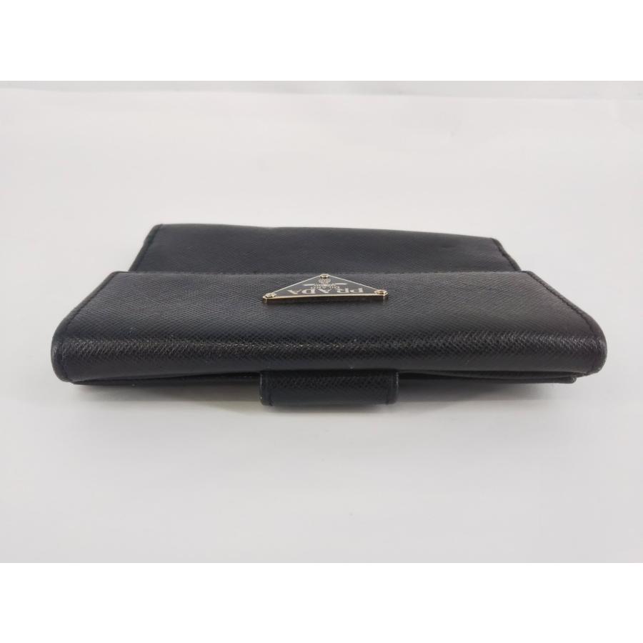 PRADAプラダ　三つ折り財布　サフィアーノ　レザー　ブラック　未使用 PRADA（プラダ） M523 ネロ サフィアーノ レザー 二つ折り財布