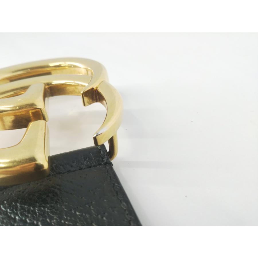 ?美品?箱付き ? グッチ ベルトGG マーモント レザーブラックDJ20T GUCCI グッチ GGマーモント ダブルG ワイド レザーベルト