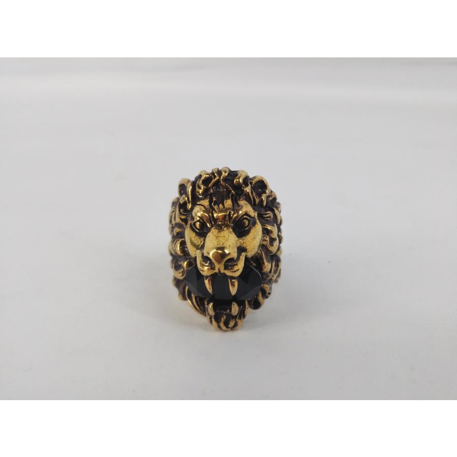 GUCCI グッチ ライオンリング ゴールド ブラックストーン 23号_1