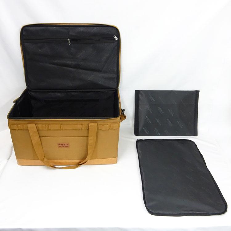 中古 美品 HIKEMAN 自立式コンテナバッグ 58L ベージュ/カーキ Large 帆布 仕切1枚付き キャンプバッグ アウトドアバッグ｜thrifty｜16