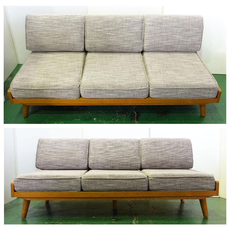 中古 設置込み unico ALBERO カバーリングソファ 3シーター チーク