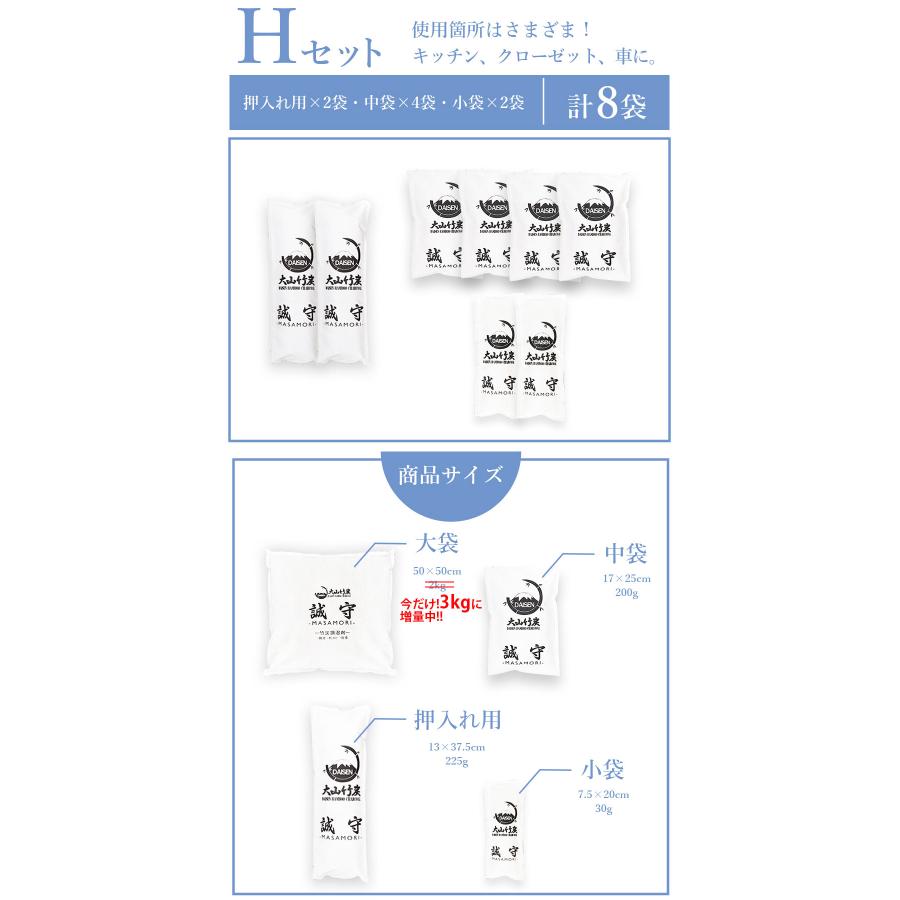 竹炭 除湿  調湿 消臭　竹炭 選べる8つのセット　国産竹炭　誠守　【今だけ大袋3kgに増量中!!】 |  | 09