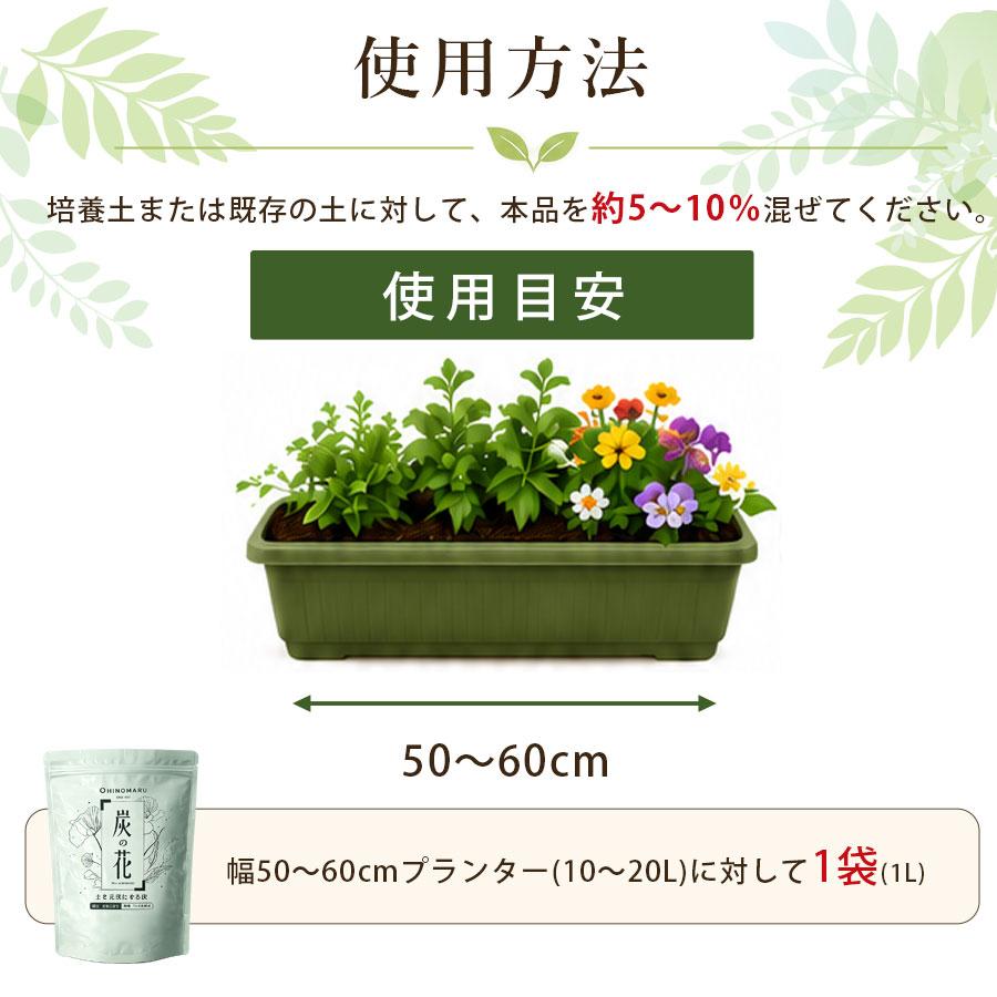土壌改良材 くん炭をお探しの方にも 国産 木材由来 炭 家庭菜園 プランター ガーデニング 花壇 日本製 炭の花F 1L フルボ酸 腐植配合 爆買 |  | 12