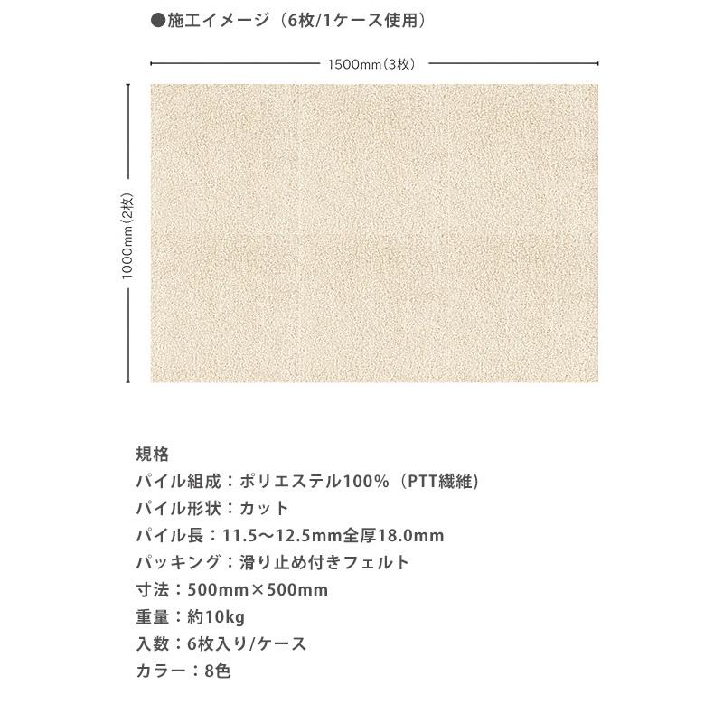 日本製 防音ラグカーペット ソフティライン 厚さ1.8cmx50cmx50cm（6枚
