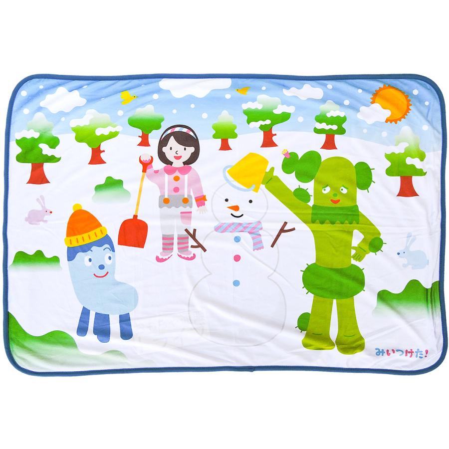 [特価50％OFF]みいつけた ブランケット ひざかけ 雪だるま 雪遊び柄 コッシー サボさん 毛布 | 