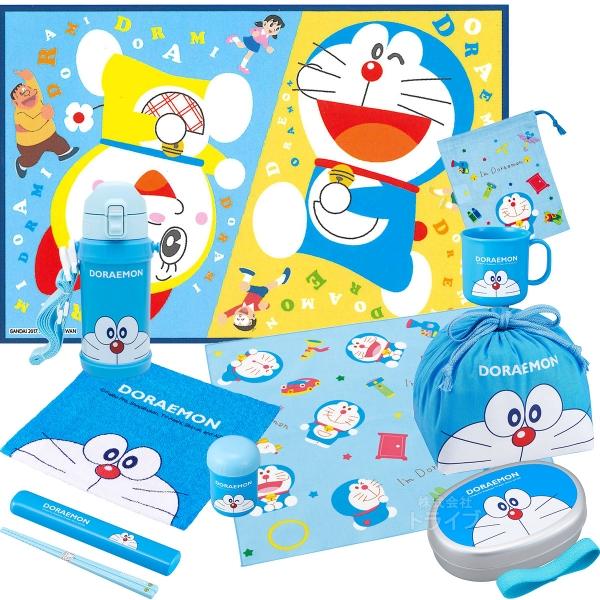 ドラえもん お買得９点セット アルミお弁当箱 350ml 箸＆箸箱 巾着 水筒 コップ おしぼり ランチクロス コップ袋 レジャーシート | 