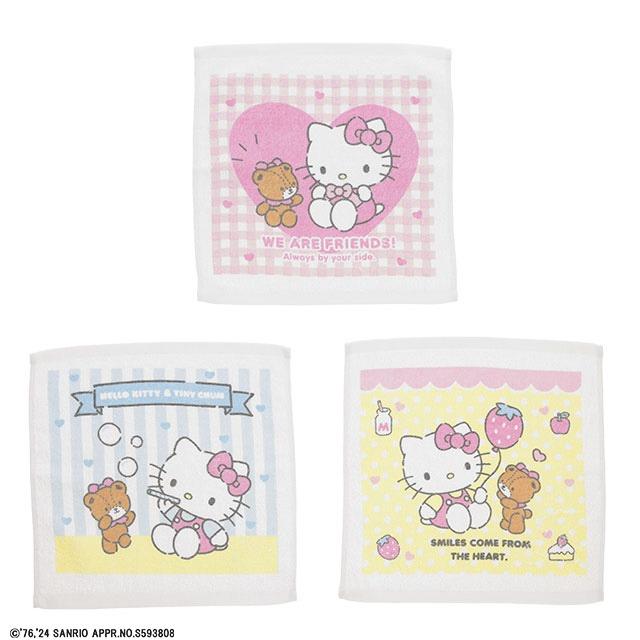 ハンドタオル 3絵柄組 ハローキティ おそろいリボン 025558 ネコポス対応品 | 