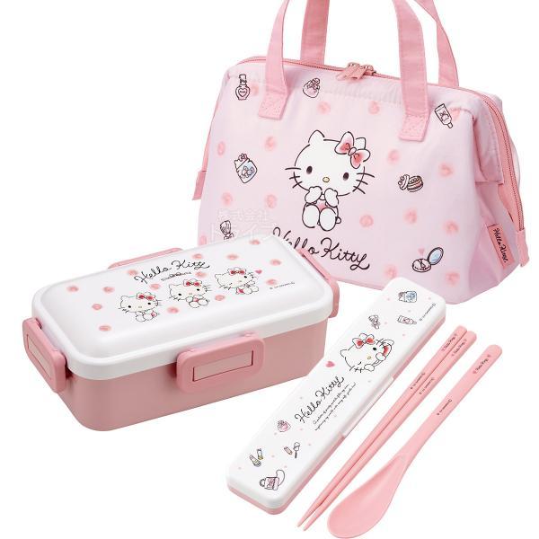 ハローキティ 水彩コスメ 抗菌 ４点ロックお弁当箱 コンビ がま口型ランチバッグ セット | 