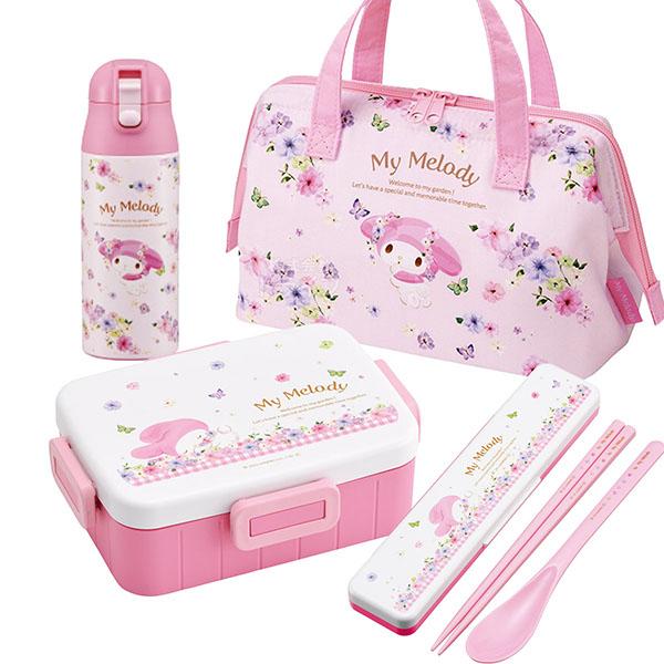 マイメロディ パステル花柄 お買得４点セット ４点ロックお弁当箱 650ml コンビ 水筒 ランチバッグ セット YZFL7