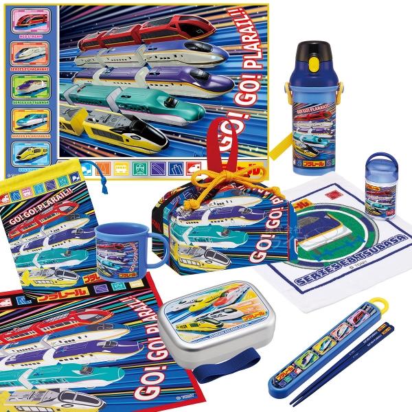 プラレール 25 お買得９点セット アルミお弁当箱 370ml 箸＆箸箱 巾着 プラ水筒 コップ コップ袋 レジャーシート 抗菌おしぼり ランチクロ | 