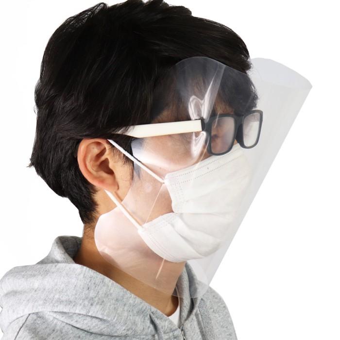 フェイスシールド 日本製 10枚セット フェイスガード 高品質 マスク・メガネ着用どちらもOK 大人用 透明 感染予防 フェイスカバー 歯科 眼科 使い捨て 国内発送｜thumbs-up｜06