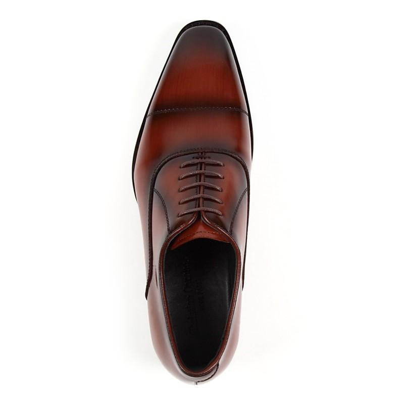 4E キングサイズ 日本製 本革 メンズ ビジネス ドレスシューズ . ロングノーズ スワール ストレートチップ 内羽根 撥水 - クリスチャンカラノ TK-490K |  | 10