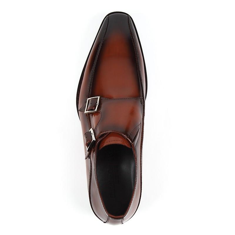 日本製 本革 メンズ ビジネス ドレスシューズ . ロングノーズ スワール ダブルモンク 3E 撥水 - クリスチャンカラノ TK-491 |  | 05