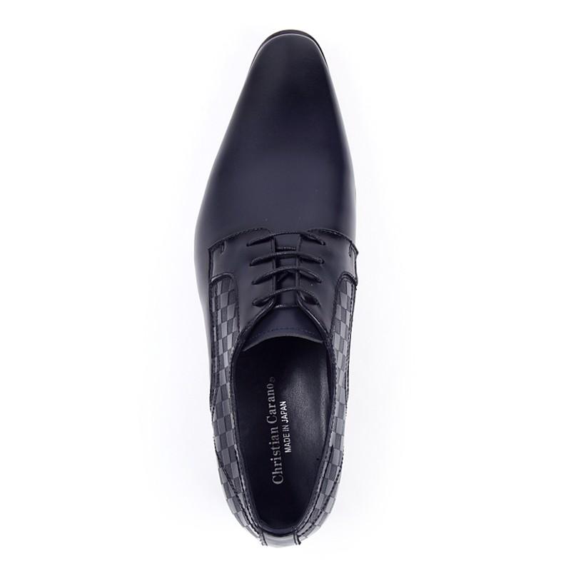 日本製 本革 メンズ ドレス ビジネスシューズ ダミエ柄 ヴィトン . ポインテッドトゥ プレーン スワール 外羽根 3E 撥水 - クリスチャンカラノ LV-11 |  | 15