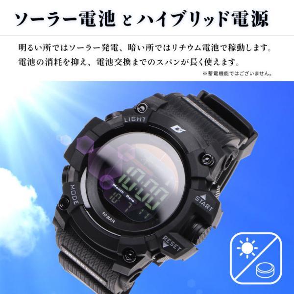 稼働 RICOH 腕時計 ソーラー デイデイト アトランタ 10気圧防水2099 多機能な電波ソーラー腕時計 ウォッチ デジタル Dash 防水 ELバック