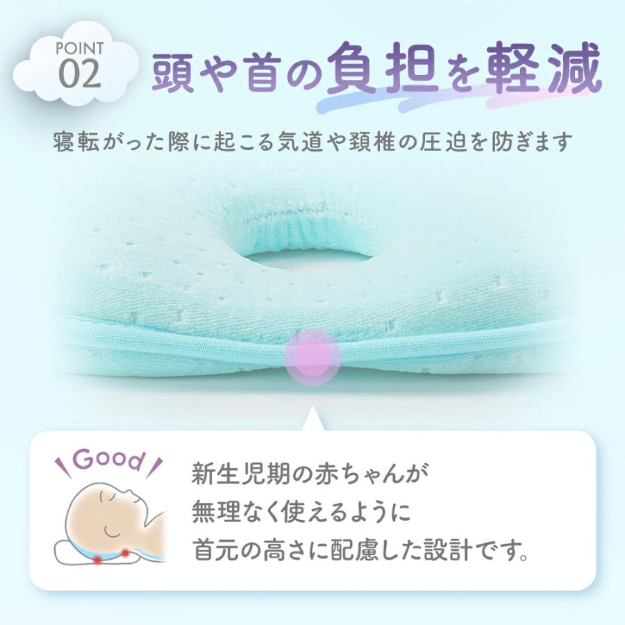 ベビー枕 ベビーまくら 赤ちゃん 枕 新生児 ドーナツ枕 絶壁防止 ベビーピロー 洗える | PureHug | 12