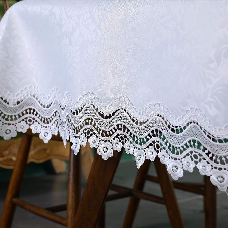 魅了 白いテーブルクロス おしゃれ 長方形 130x180cm ホワイト レース 花柄 刺繍 リネン 柔らかいテーブルカバー テーブルマット北欧風 配送員設置送料無料 Turningheadskennel Com