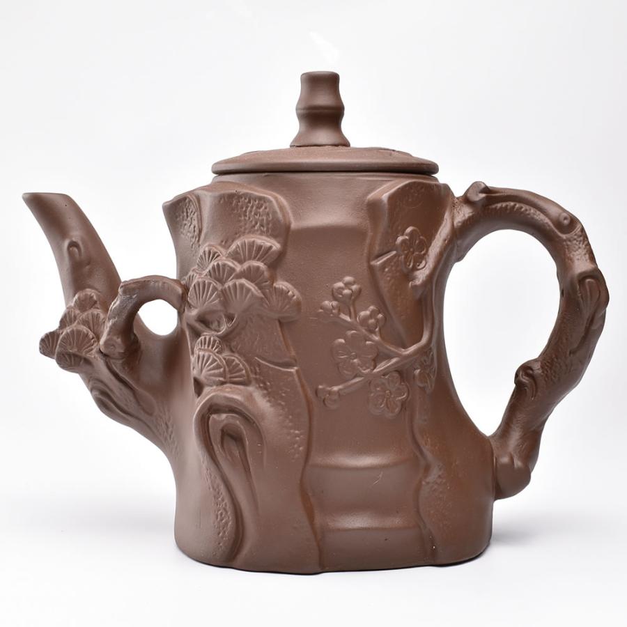 紫砂　急須　茶器　置物 紫砂手彫・原鉱老紫泥阳羡四方紫砂壺・朱泥・急須・茶壺・茶道具