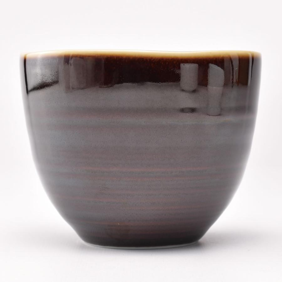美濃焼茶呑み 美濃瑞浪焼 湯呑（櫛目・アメ釉） 110ml（満水180ml）磁器 茶杯 酒杯